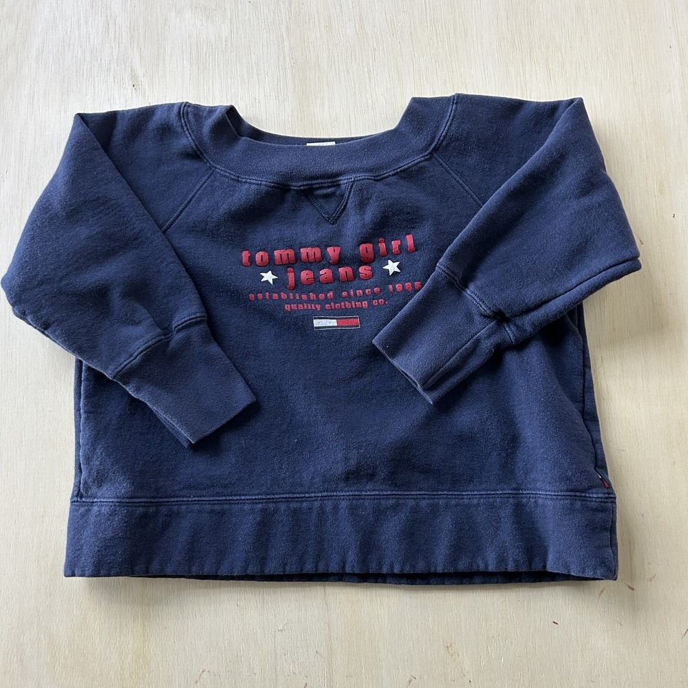 Vintage Tommy Jeans Sweatshirt Girls Large Tommy Girl Fleece Crewneck‎ Pullover